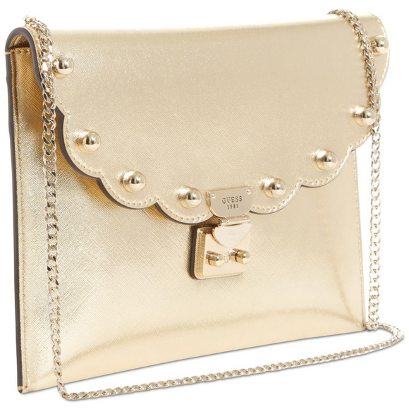 Guess Fall In Love Clutch Handbag Metallic Studded - Picture 1 of 5